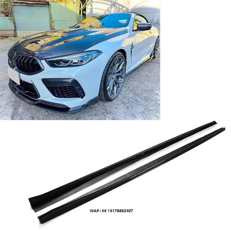 High Quality M8 Car Outdoor Side Skirt Suitable for M8  F91 Coupe Dry Carbon Fiber Extended Side Skirt