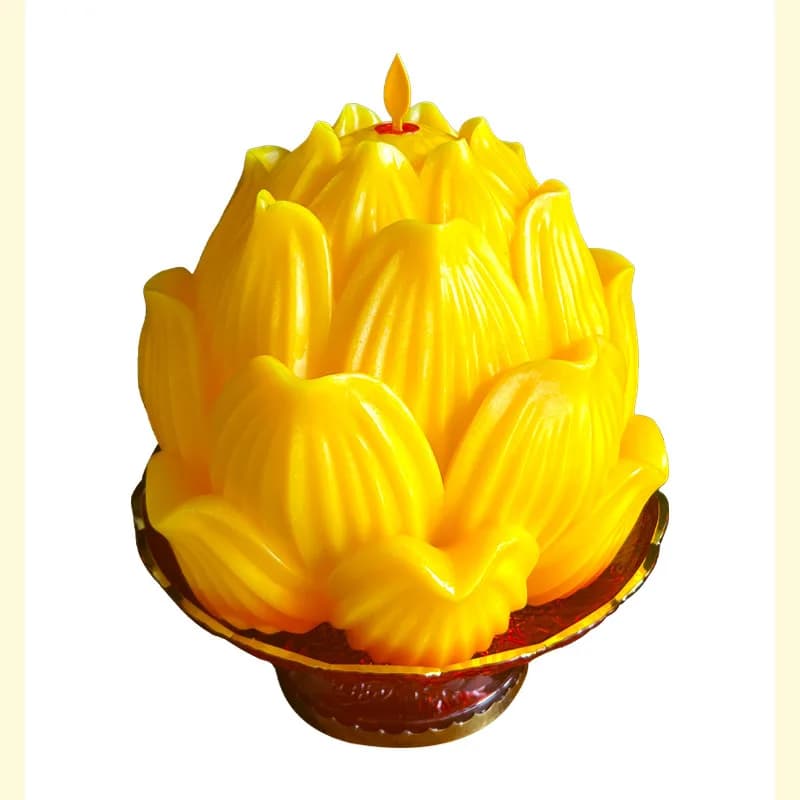 LED electronic lotus candle rechargeable model, smokeless paraffin carving of the Buddha Front Dharma Association