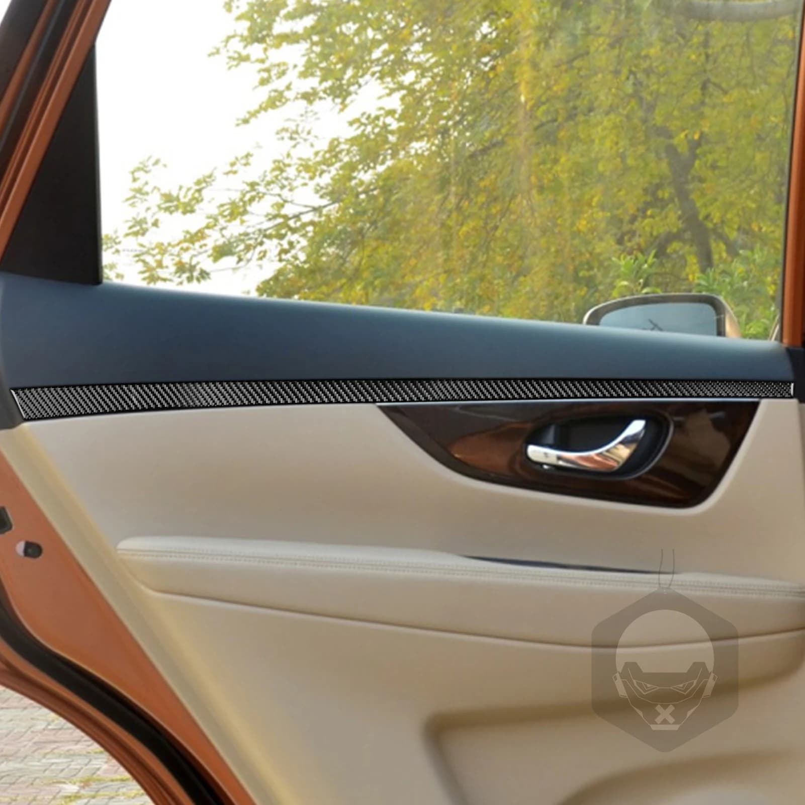 Carbon Fiber Door Inner Decorative Strip Panel Car Interior Accessory Cover Trim Sticker For Nissan X-Trail Rogue 2013—2021