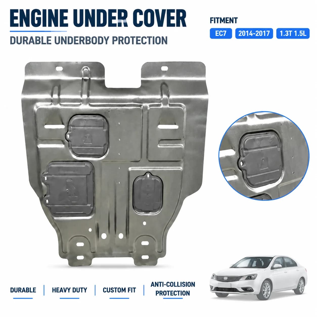 Custom Fit Engine Skid Plate For Geely Emgrand EC7 2014-2017 1.3T 1.5L Heavy Duty Underbody Protection Anti Collision Design