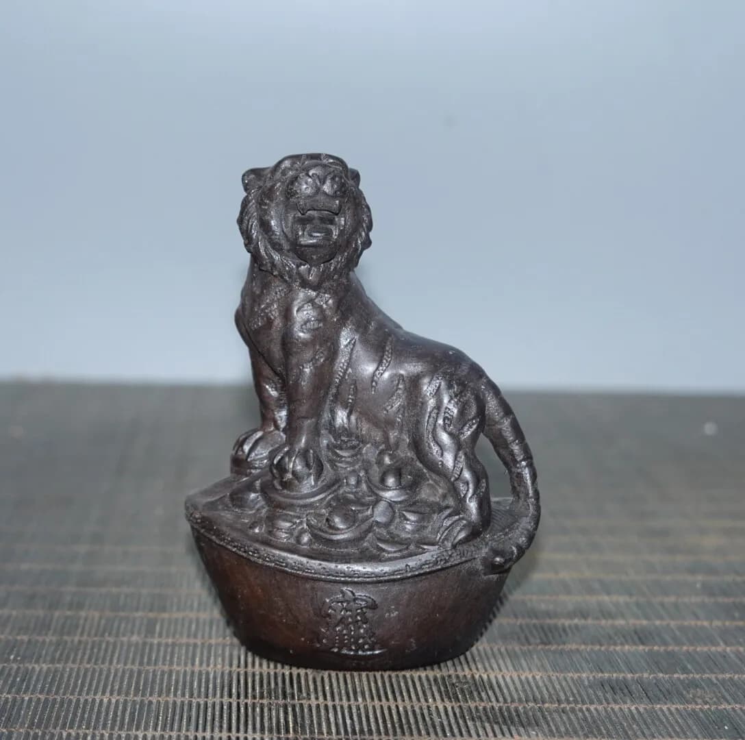 Collect Ebony Wood Carvings, Tiger Roars, Chinese Zodiac Tiger Ornaments