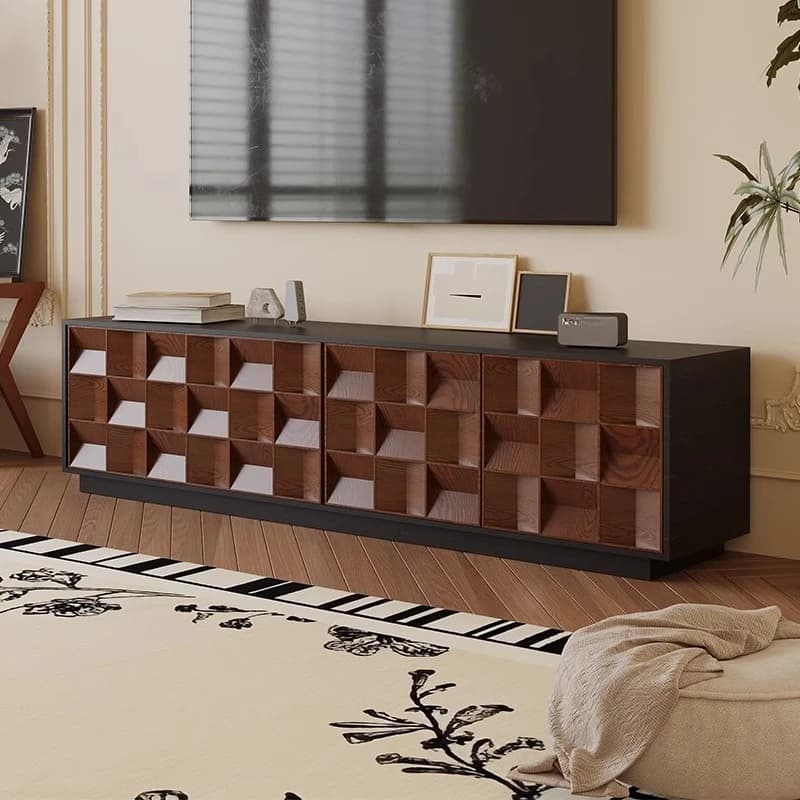 TV cabinet living room household retro solid wood floor small apartment living room