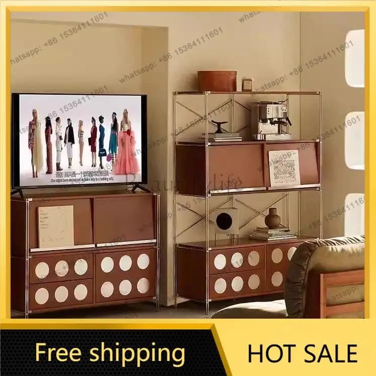 FG retro style solid wood bookcase floor storage medium and ancient style storage cabinet