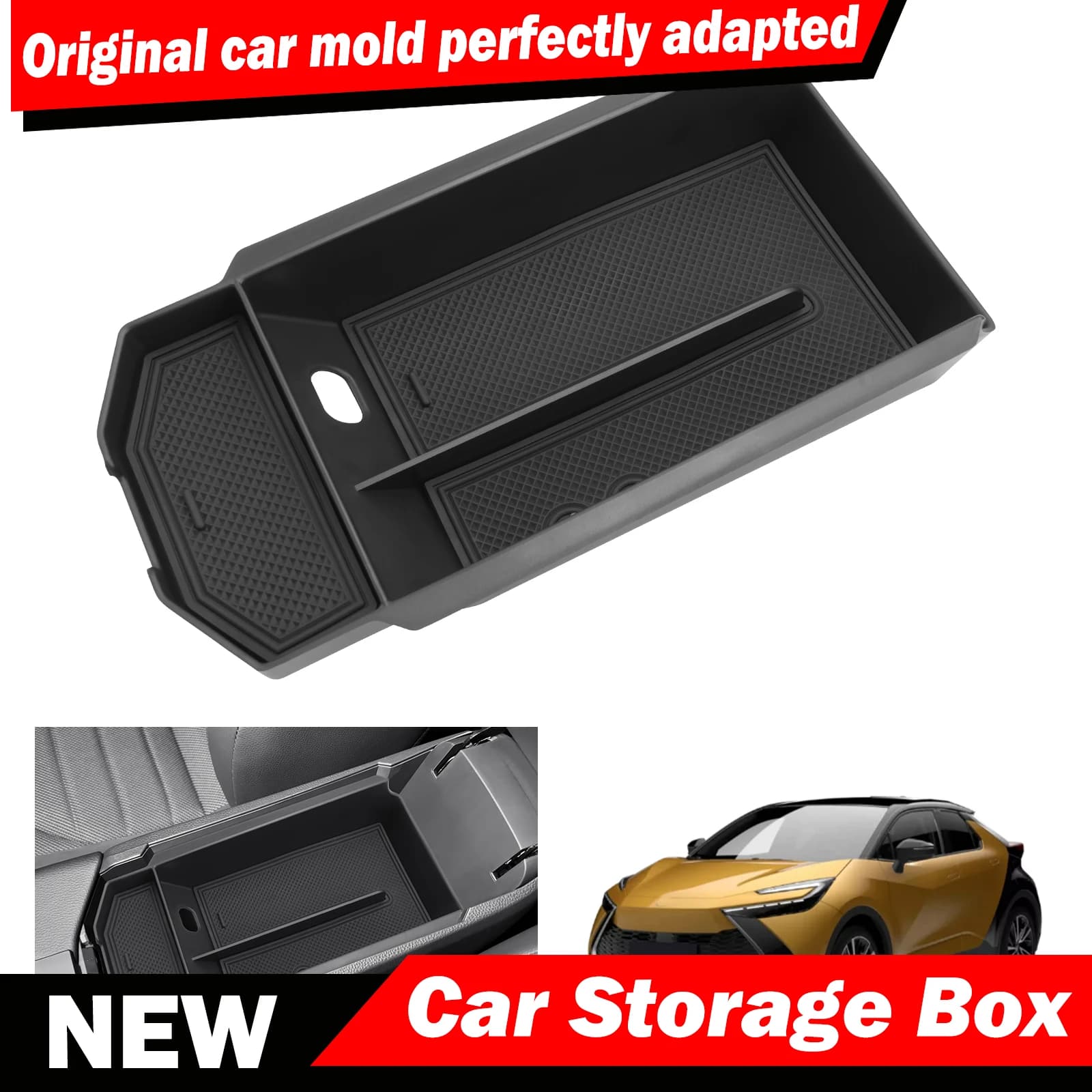 Car Armrest Box Storage for Toyota C-HR Hybrid 2024-2026  Perfect Fit Storage Tray for Center Console, Anti-Slip
