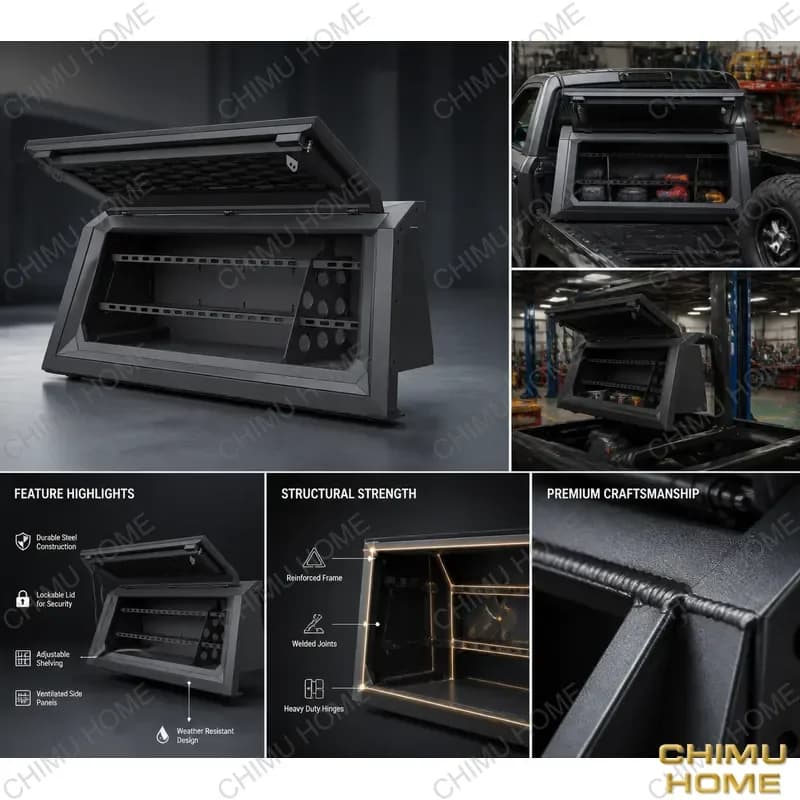 【CHIMU HOME】 Tri-ton Steel Bed 4X4 Canopy Left Side Hard Top for F-150 for Silverado for Ram Pickup Truck