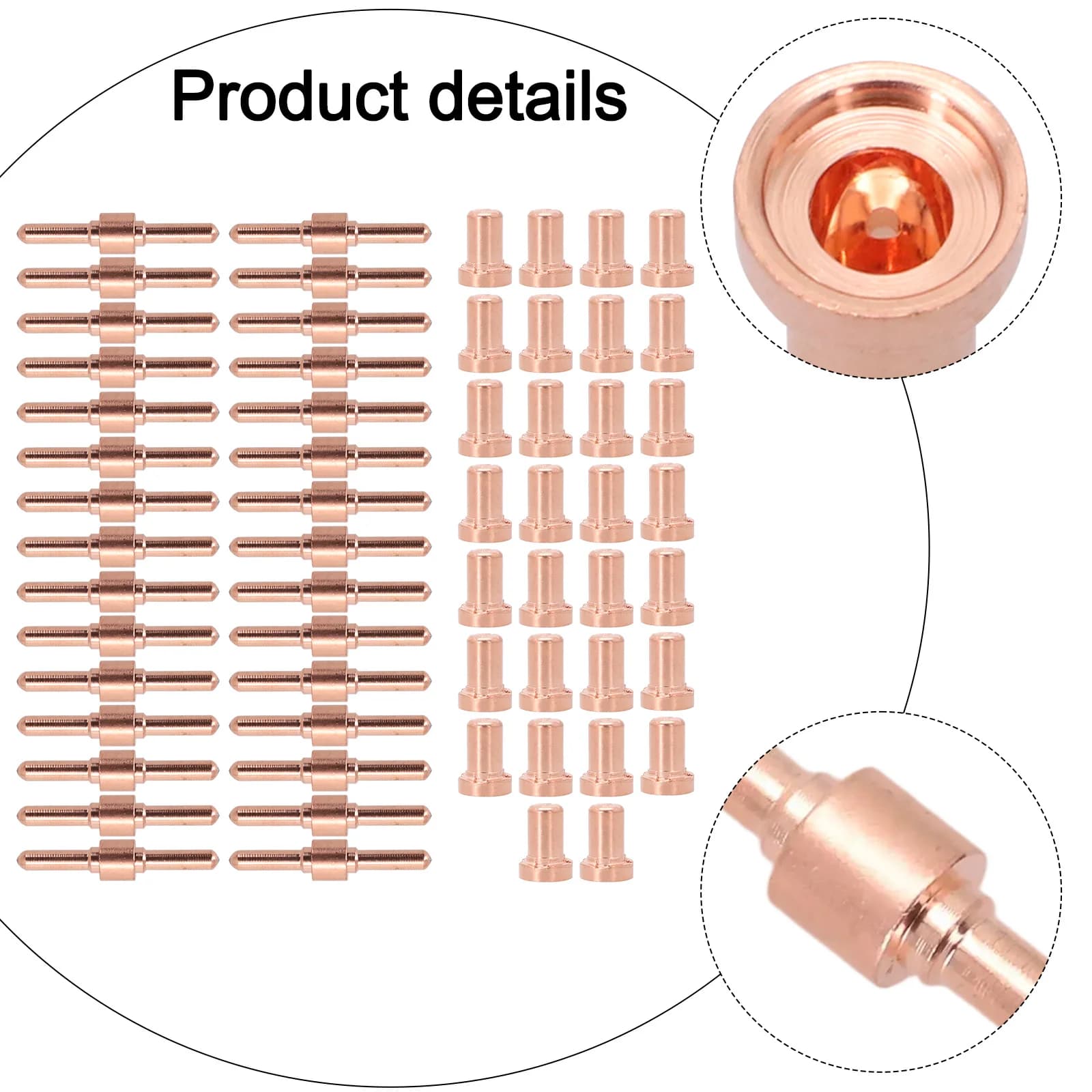 Plasma Cutter Consumables Set 30 Electrodes 30 Nozzles Extended Length Electrode Tips for PT31 Torch and Compatible Machines