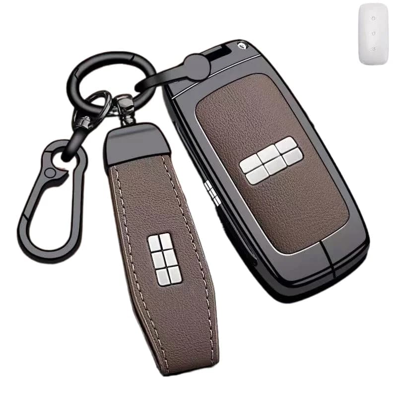 Key Fob Cover for Geely Galaxy Xingyao 6/L6 EM-i/A7/E8/Xingyao 8/E5/L7/Starship 7/M9, Heavy Duty Metal Case Shell with Keychain