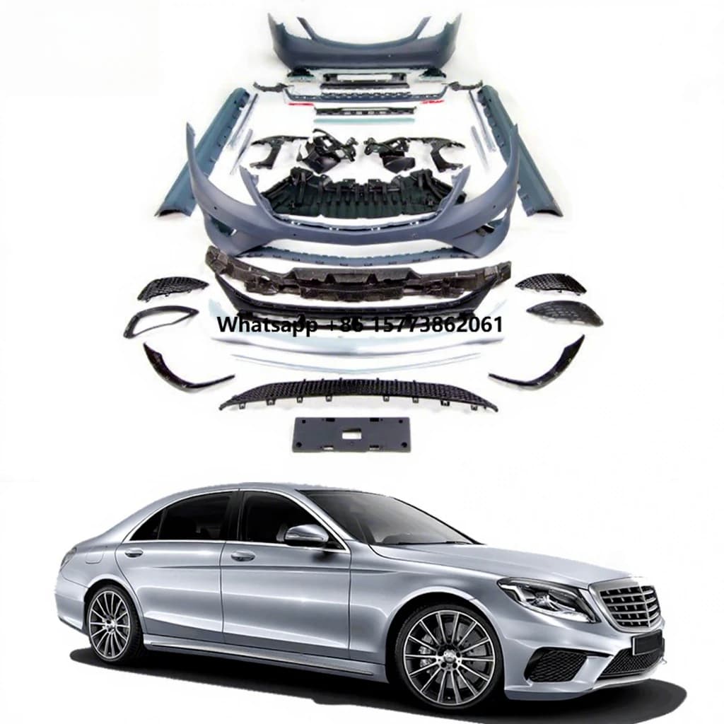 S Class W222 S63 TI Style Body Kit 2014~2017y Front Bumper Rear Diffuser Exhaust Tips Grille Side Skirts Upgrade Body Parts