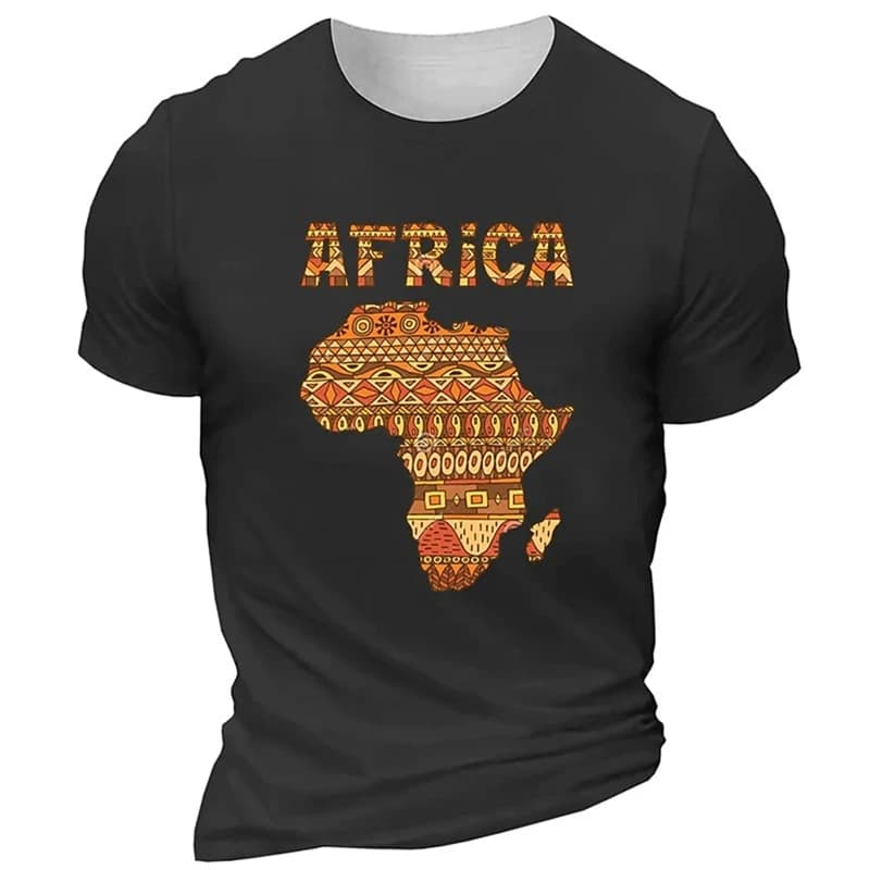 Africa Map T Shirt 2026 New 3D Graphic 100% Cotton Men Women Unisex Oversized African Pride Tribal Streetwear Casual Tops