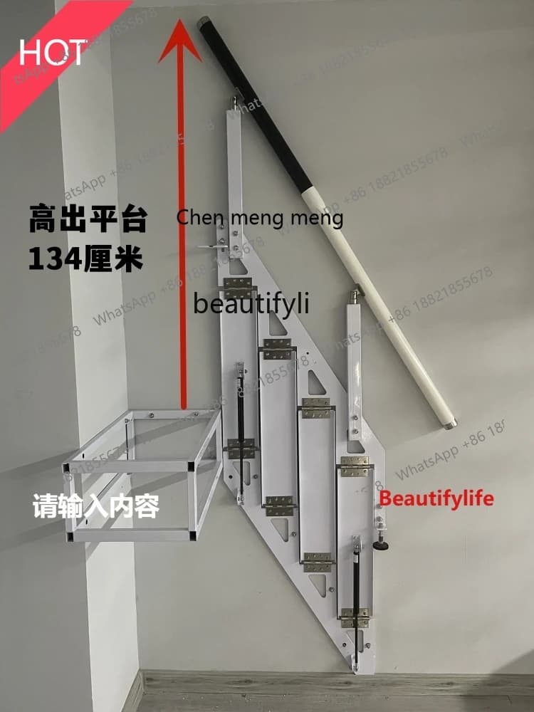 scn8617 Wall Folding Stairs Home Tread Step Duplex Second Floor Attic Ladder