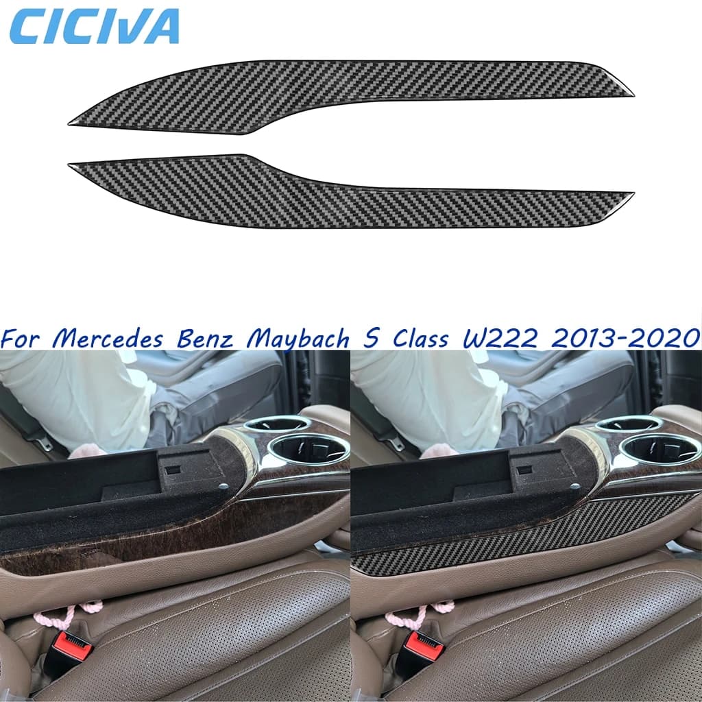 For Mercedes Benz Maybach S Class W222 2013-2020 Rear Armrest Side Panel Carbon Fiber Interior Car Accessories Cover Sticker