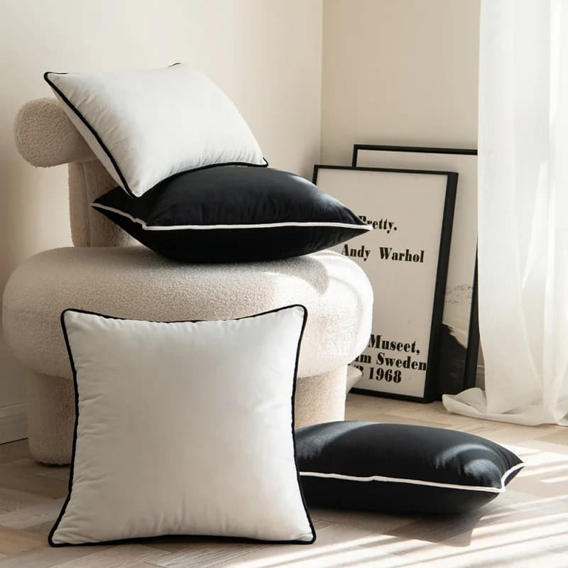 Modern Simple Velvet Cushion Cover Solid Color Model Room Backust Pillow Cover