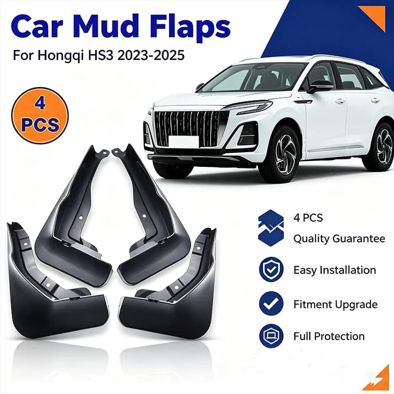 For Hongqi HS3 2023-2025 4Pcs Mud Flaps Splash Guards Front Rear Wheel Fender Mudguards Car Exterior Protection