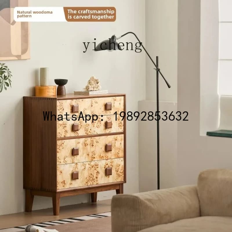 BB Furniture Black Walnut Retro Bucket Cabinet Living Room Bedroom Locker
