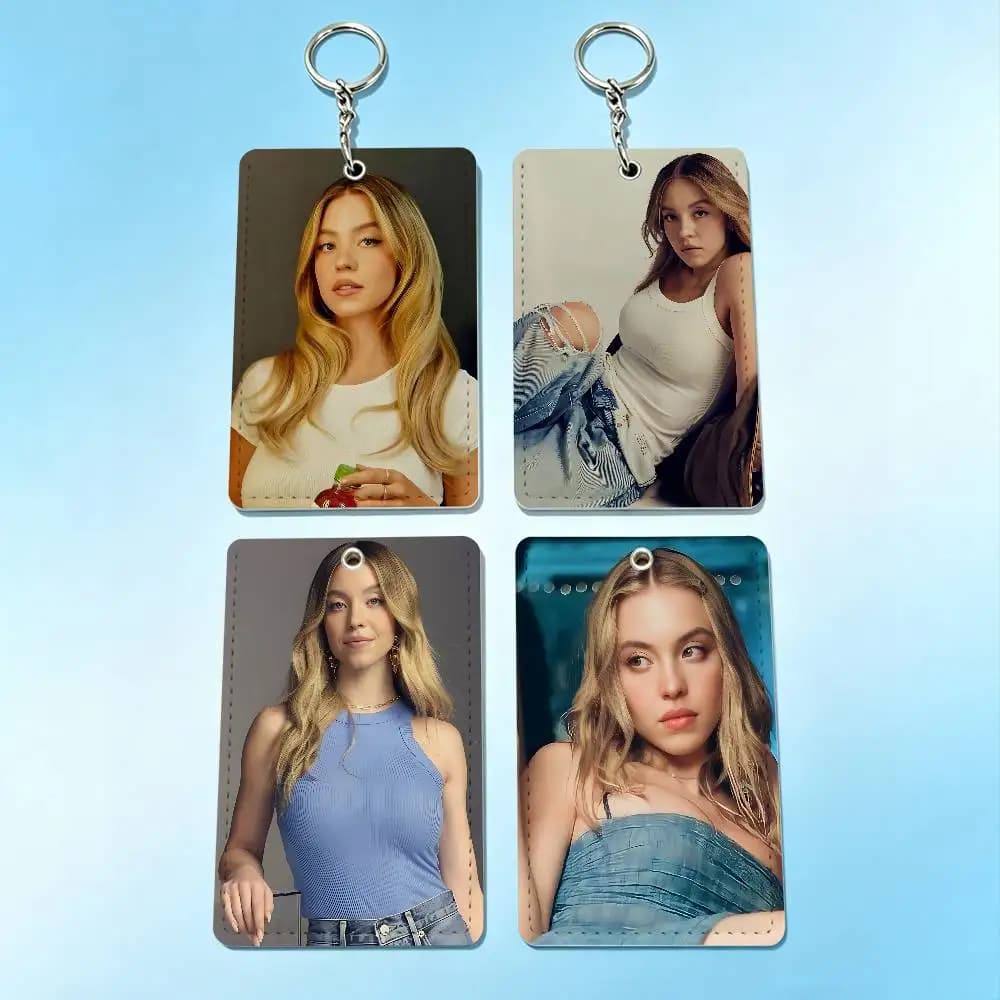 Sobeautiful S-Sydney Sweeney Card Holder Keychain Badge Holder Card Pass Hang Rope Lariat Lanyard for Key Rings Accessories Gift