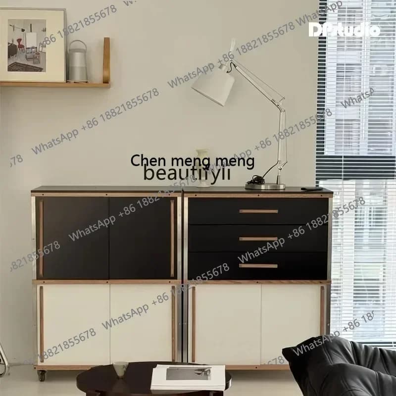 cn8617 ss New style Solid wood storage cabinet medieval rock slab dining side locker living room bedroom combination module cabi