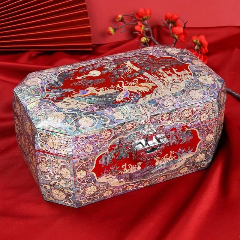 Luodian lacquer jewelry box gift jewelry Internet celebrity storage box Pingyao Chinese style