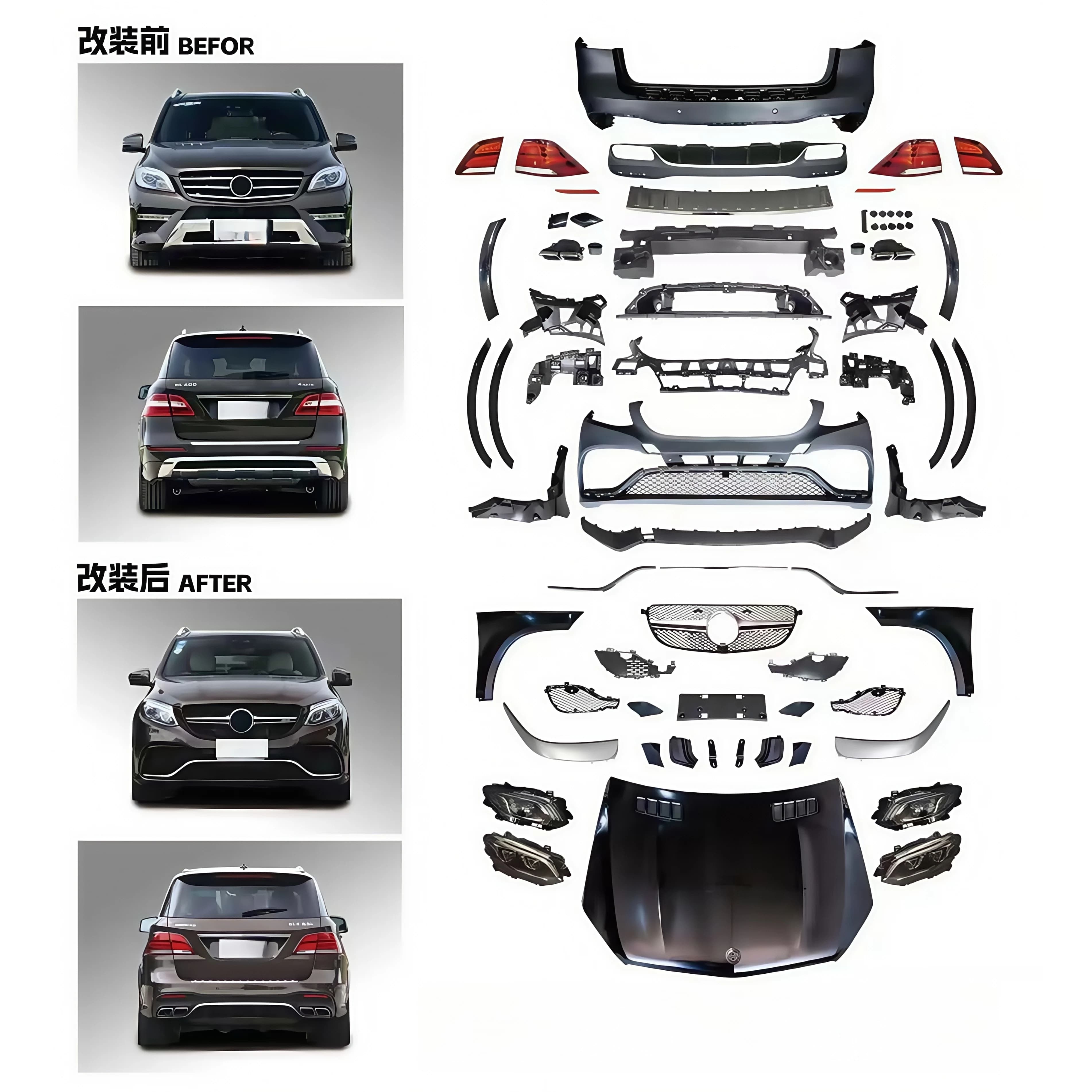 for  ML W166 to GLE W166 (13-15 to 16-19) Auto Old to New Lossless Install Bodykit