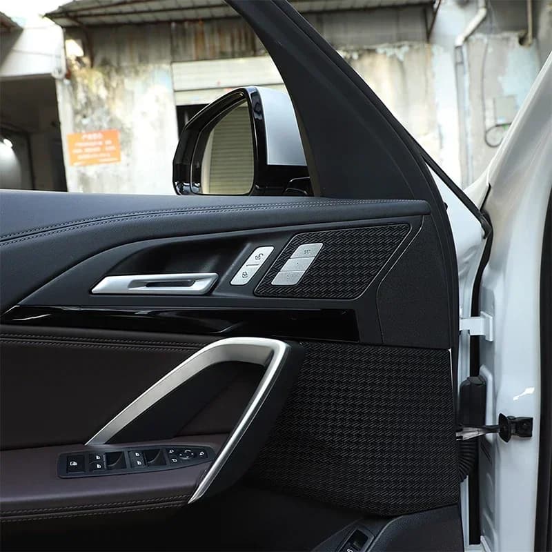 For BMW X1 U11 2023+ Aluminum Alloy Silver car styling Car Door Lock Seat Memory Button Sticker Car Interior Accessories 4Pcs