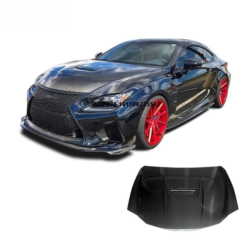 High Quality RCF Carbon Fiber Engine Hood RC 15-24 Universal Fitment Bolt-On Retrofit New Condition Bolts 1 Black 1 Year