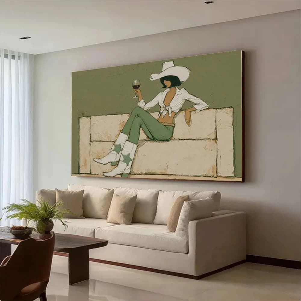 Bohemian Girl Abstract Oil Painting - Hand-Painted Canvas Mural Wall Art Decor Home Living Room Ins Inspired Decorative Picture