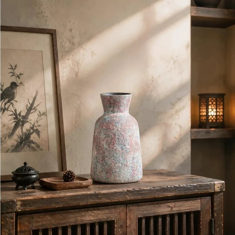 Retro Ceramic Vase Living Room Flower Arrangement Porch Floreros Altos Decoration Maison Jarrones Room Decor تحف كبيره للمنزل