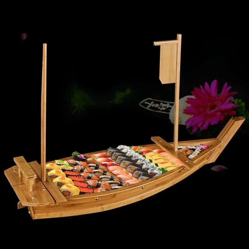 New luxury sashimi boat dry ice boat sashimi platter  tableware Japanese cuisine wooden  boat bamboo  tool
