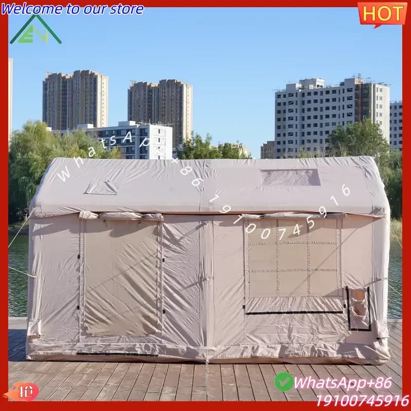 2026 12x Large Portable Waterproof Inflatable Air Tent for Family Outdoor Camping 3-4 People Four-season One Bedroom Living