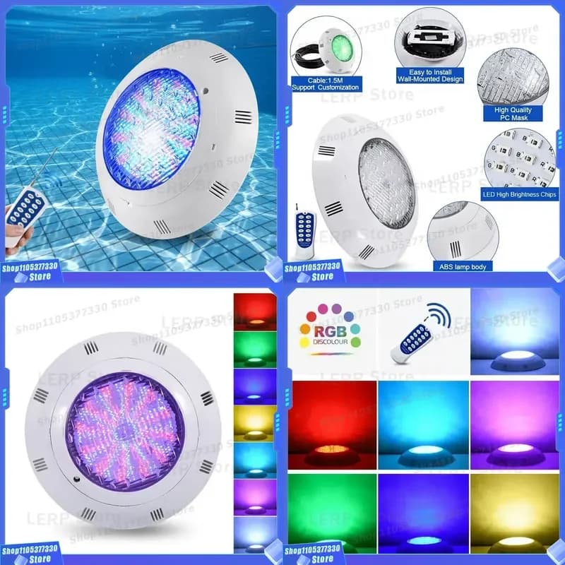 DAVEY DV-PC290 18W RGB LED Pool Light DC12V 24V IP68 Waterproof Wall Mount Underwater Lamp with Remote Control CE Certified