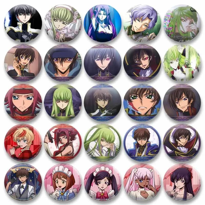 Lelouch Lamperouge Anime Brooch Code Geass Collectible Pin Cartoon Figure C.C Enamel Badge for Clothing Bag Hat Gifts for Fans