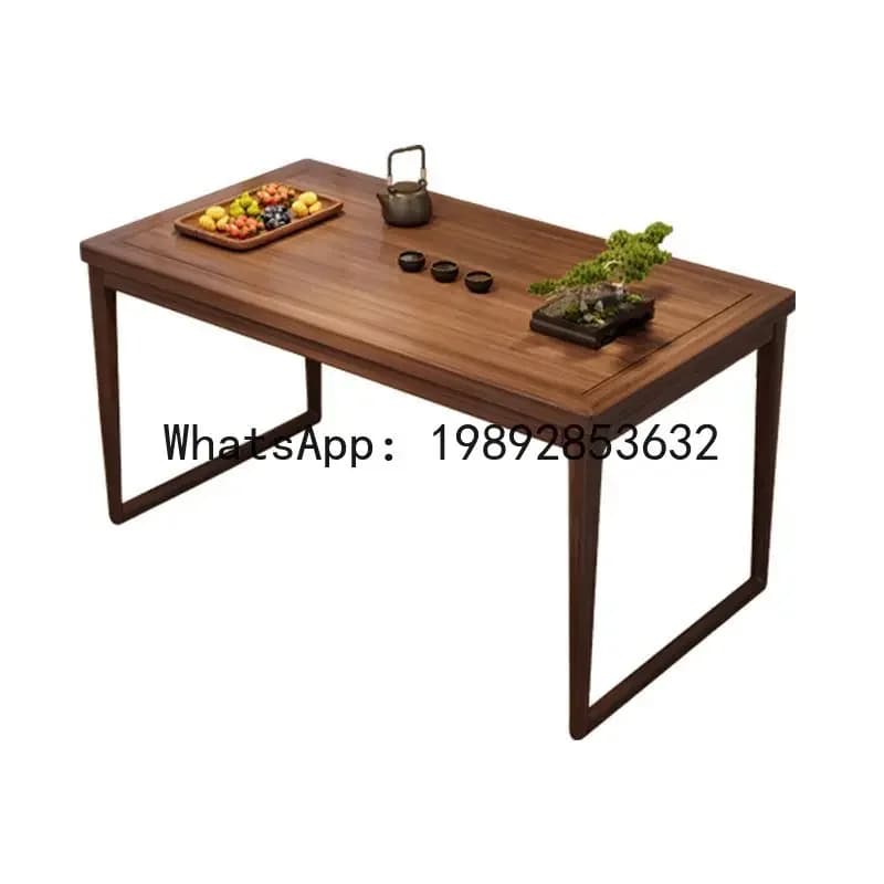 Hys new chinese style balcony small solid wood tea table and chair set - walnut finish - living room home small tea table