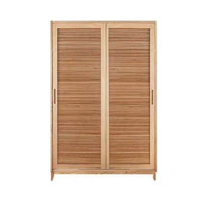 LMM wardrobe simple new Chinese double sliding door louver door wardrobe