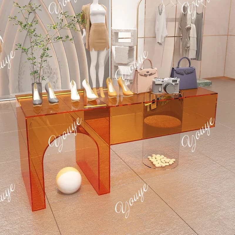J Clothing Store, Assembly Table, Acrylic Display, Shoe Store Display, Shoe Bag, Storage Table, Store Display Props