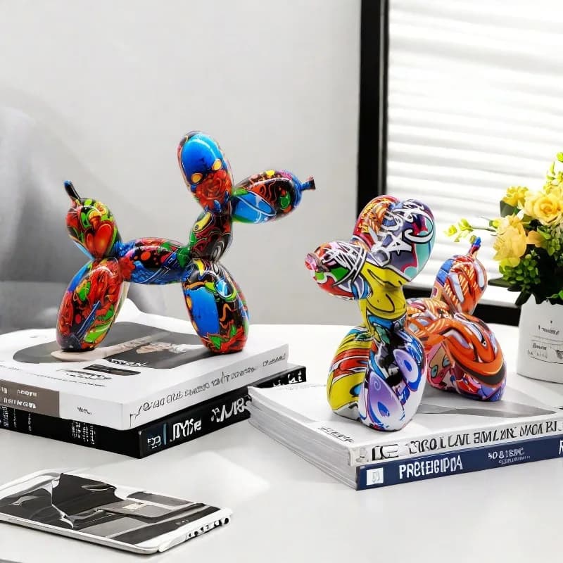 Creative Graffiti Balloon Dog PlasticSculpture Colorful Puppy Image ModernHome Decoration Living Room Bedroom Desktop Decoration