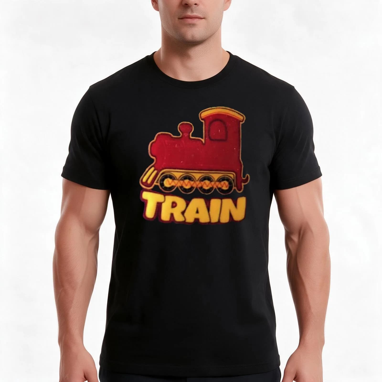 Goldberg's Train T-Shirt, Summer Casual Cotton Tee, Oversized Streetwear Tops, Vintage Graphic Print, Loose Fit Short Sleeve