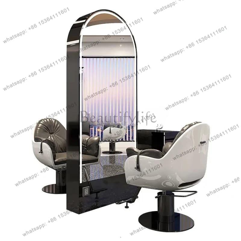 Internet celebrity single and double-sided barber shop special barber shop stainless steel hair cutting mirror