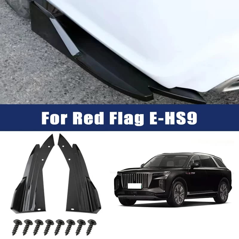 2pcs Car Rear Bumper Spoiler Lip Carbon Fiber Wing Trim Anti-crash Diffuser Side Skirt Wrap Angle Splitter For Red Flag E-HS9