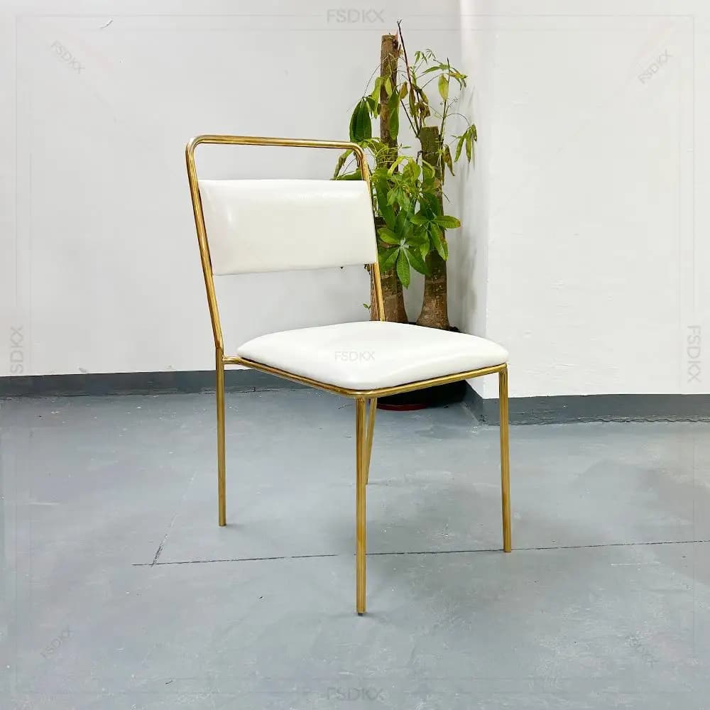 Hot Sale Stainless Steel Metal Gold square Back Wedding Dining Chair