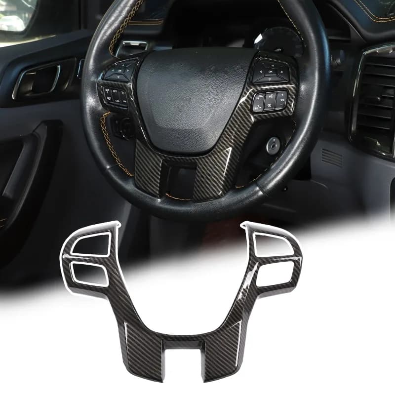 ABS Carbon Fiber Car Steering Wheel Frame Trim Cover For Ford Ranger 2015-2021 Interior Accessories