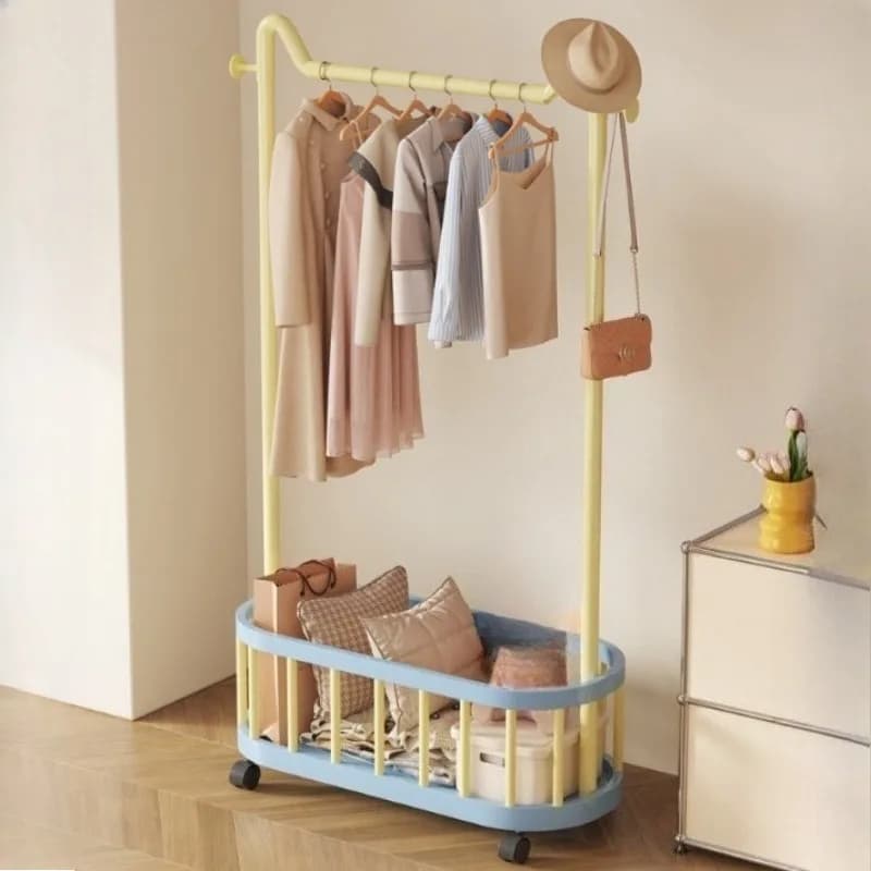 colorful creative Clothes rack wheeled removable household Standing coat rack modern simple attaccapanni da terra home furniture