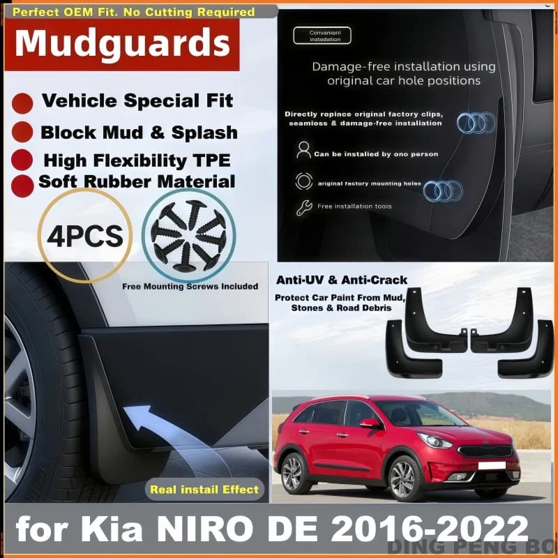 Mudflaps Fender for Kia NIRO DE 2016 2017 2018 2019 2020 2021 ,Mud Flaps, Splash Guards, Front and Rear Wheels Fender,Accessorie