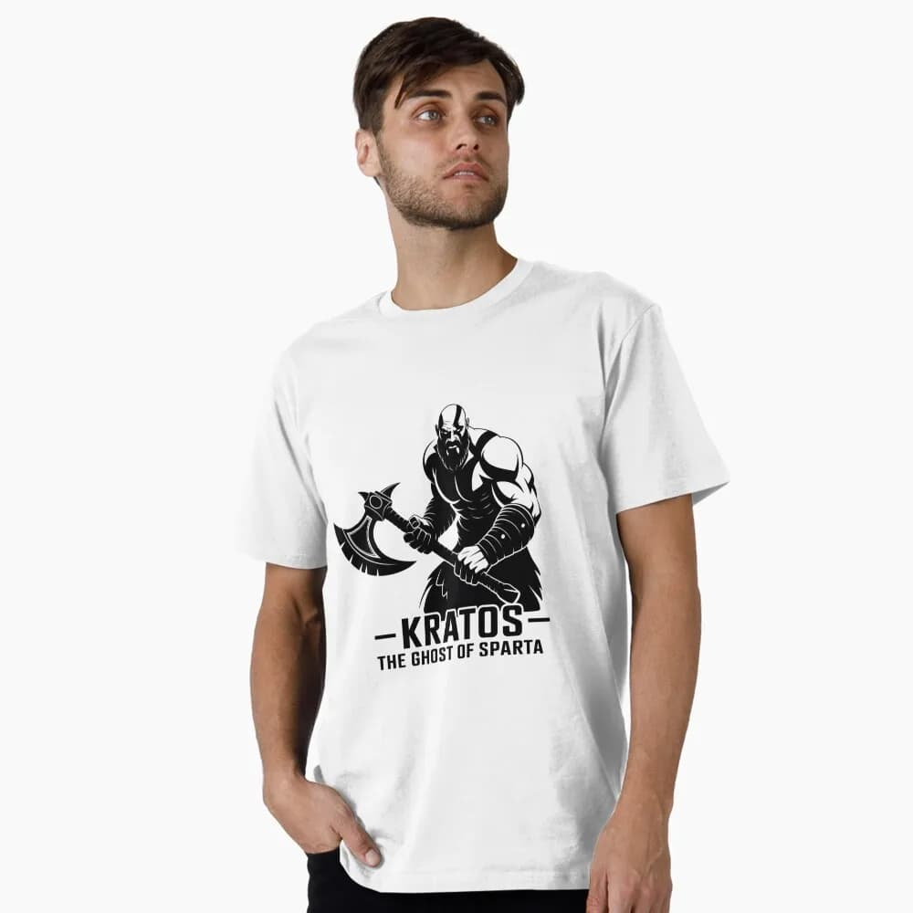 Retro Kratos God of War Videogame Gift T-Shirt Vintage Spartan warrior Graphic Clothes 0401 100% cotton printed Large size Tops