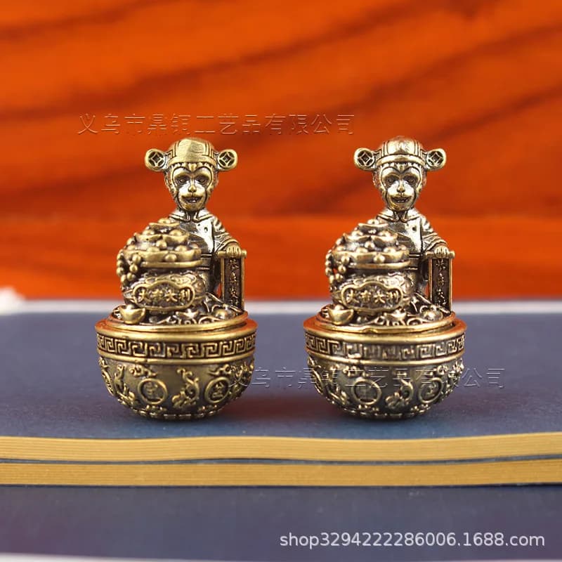 Creative Lucky Monkey Figurine Sun Wukong Treasure Bowl Bima Wen Desktop Ornament Zodiac Monkey Antique Wholesale