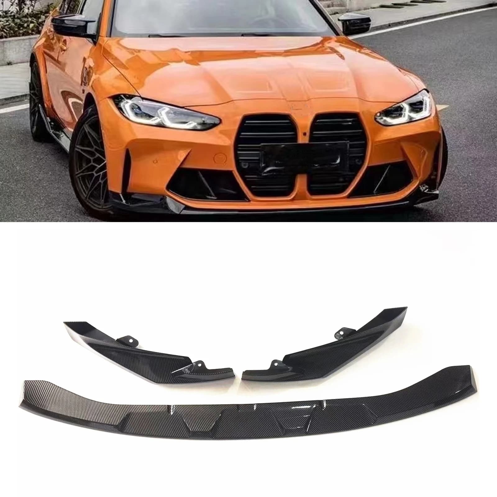 For BMW G80 M3 G82 G83 M4 2021 2022 2023 2024 2025 Front Bumper Spoiler Lip Carbon Fiber Look/Gloss Black Lower Splitter Protect