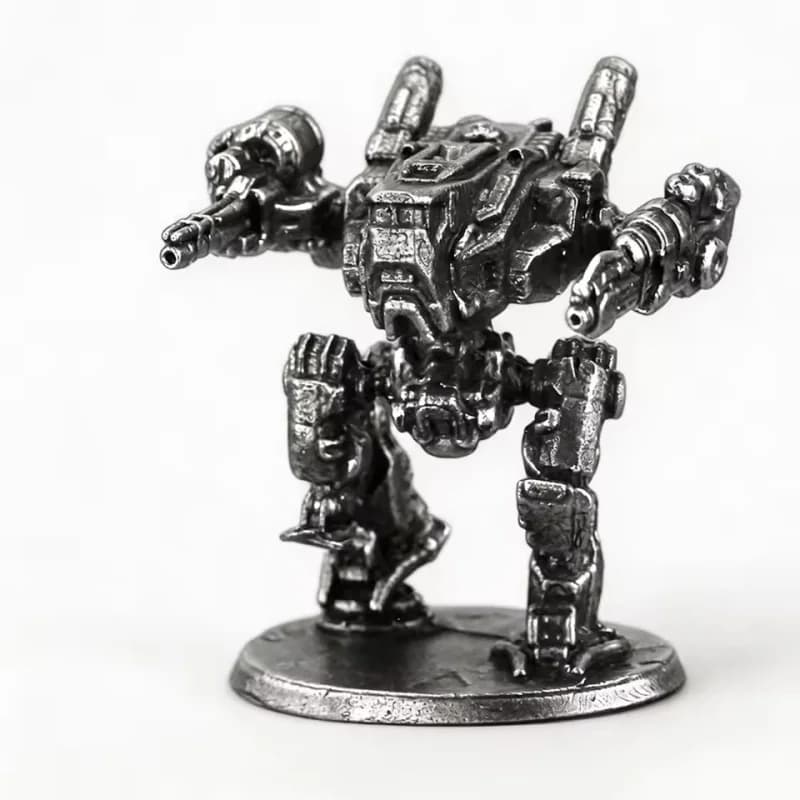 Solid White Copper Mecha Robot Miniature, Wargame Model, Metal Mech Action Figure, Desktop Ornament Collectible Gift for Men