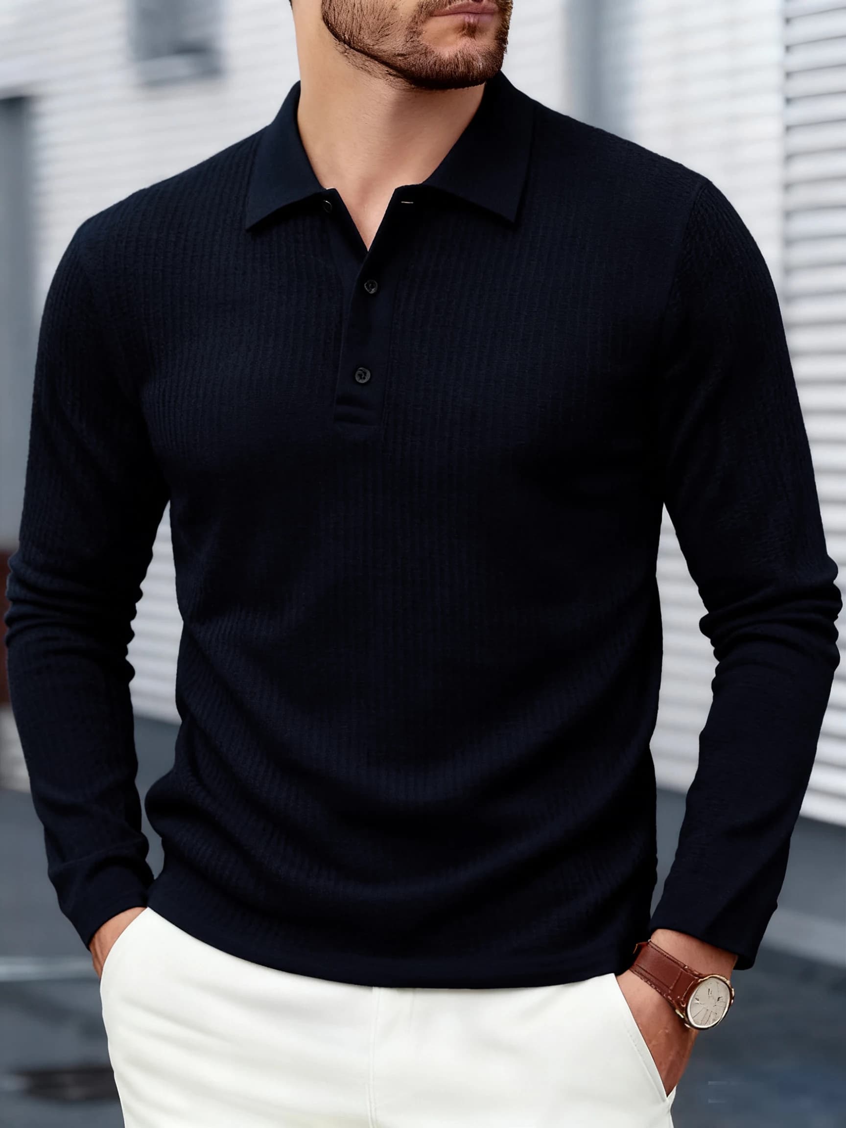 Men Long Sleeve Polo Shirt High Quality Male Clothing Office Polos T-shirt Business Poloshirt Casual Fashion Polo T Shirt Men