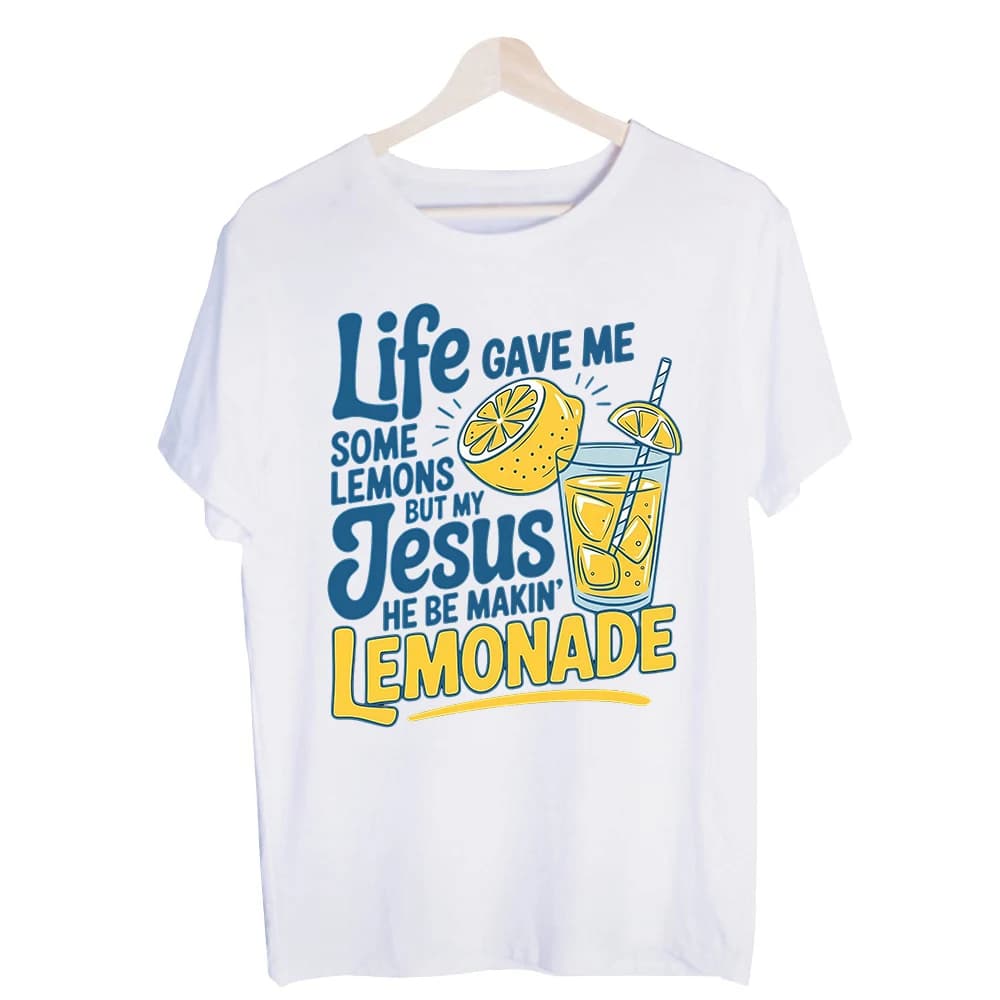 Men's Lemon and Glass Slogan Graphic Tee, Short Sleeve Crew Neck T-Shirt for Casual Daily Wear