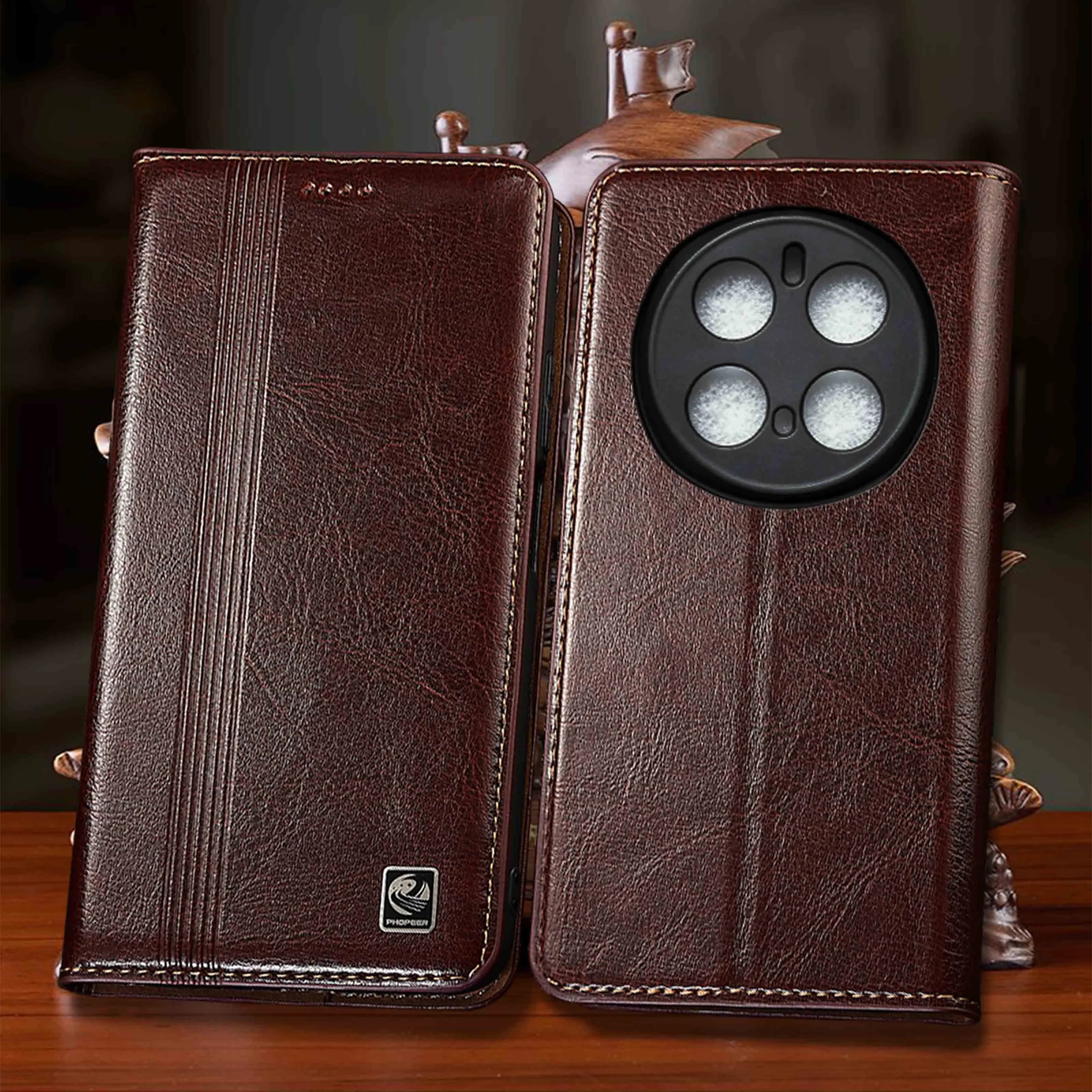 Genuine Leather Phone Case For Honor Magic 2 3 4 5 6 7 8 Pro Air PLus RSR Lite Vertical Line Pattern Flip Cover Case Cowhide