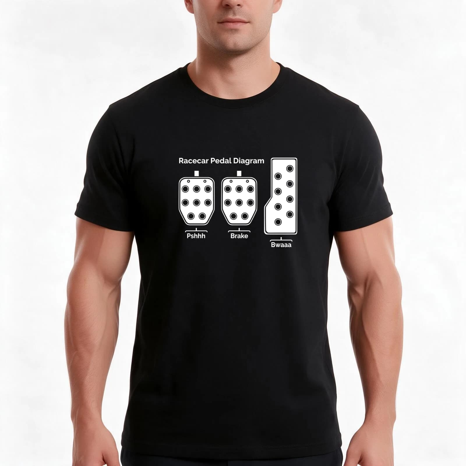 Racecar Pedal Diagram T-Shirt, Summer Casual Cotton Tee, Oversized Streetwear Tops, Vintage Graphic Print, Unisex Men Women