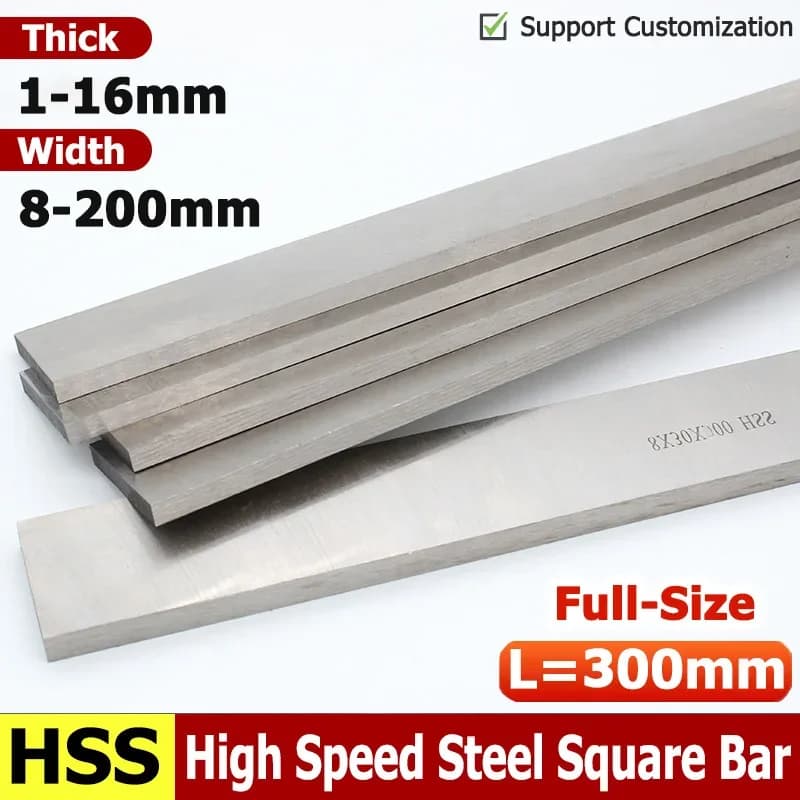 Full-Size L=300mm High Speed Steel Turning Tools CNC Lathe Turning Tool White Steel Square Cutting Bar Thick 1-16 Width 8-200